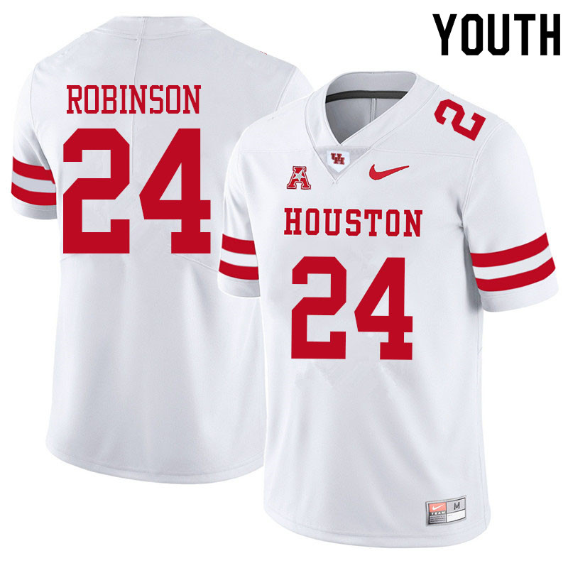 Youth #24 Malik Robinson Houston Cougars College Football Jerseys Sale-White